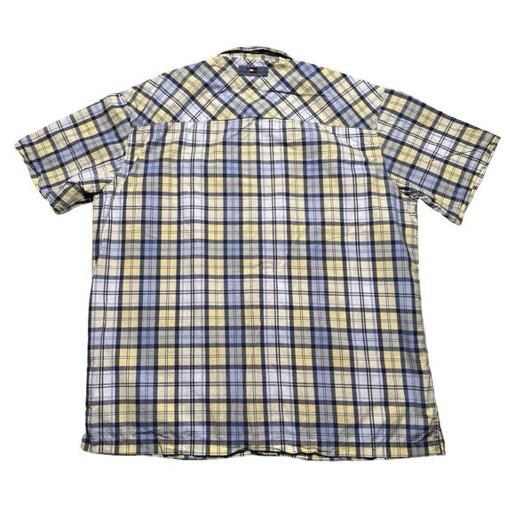 Vintage Y2K Tommy Jeans Hilfiger Button Shirt Plaid Yellow Blue Button Up XL - Picture 5 of 5